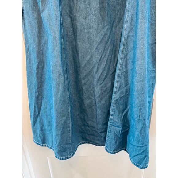 Koret City Blues Button Up Silver Embossed Button Tie Back Long Denim Dress 20W - Picture 13 of 13